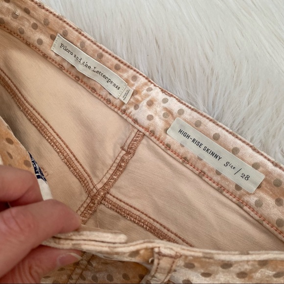 Anthropologie pilcro velvet shimmer polka dot high rise  skinny pants 28 - Picture 4 of 6